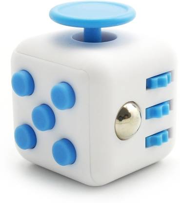 Fidget Cube hand Spinner Stress Relief Gadget in White Blue Color