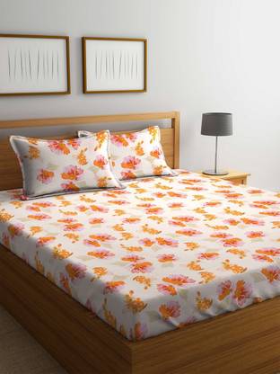 Bombay Dyeing 144 TC Cotton Double Floral Flat Bedsheet