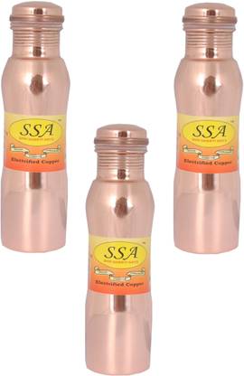 Shivshakti Arts प्लेन थर्मस नई डिज़ाइन कॉपर बॉटल,: 3 का सेट 1000 ml बॉटल