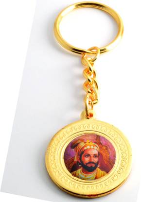 फैनसी The founder of the Maratha Empire Chatrapati Shivaji Maharaj Golden Design with Rajmudra Key Ring Key Chain की चेन