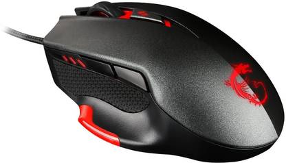 MSI Interceptor DS300 Programmable Ergonomic Laser (S12-0401290-D22) Wired Ambidextrous Optical  Gaming Mouse
