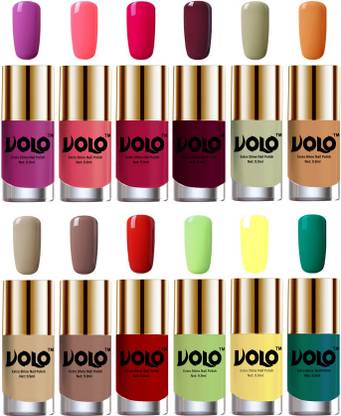 Volo Luxury Super Shine Nail Polish Set of 12 Vibrant Shades Combo-No-33 Mischievous Mint