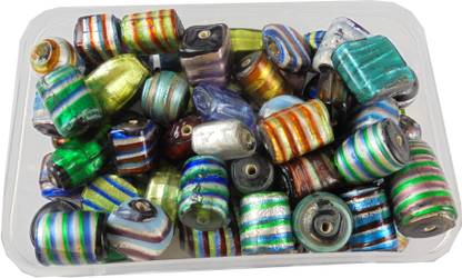 ई-स्टोर 250 gm handmade handcrafted export quality designer silver foil glass beads for jewellery making art and craft diy project kit