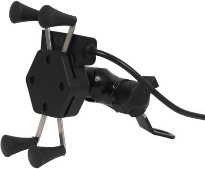 A R mobile holder with charger waterproof | x grip accessory for GPS navigation | 360 degrees rotatable | Anti-Theft docking system | Strong and quality grip Bike Mobile Holder