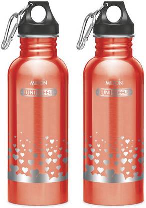 MILTON Alive Stainless Steel Fridge Water Bottle 750 ml, Set Of 2, Red 750 ml Steel Bottle