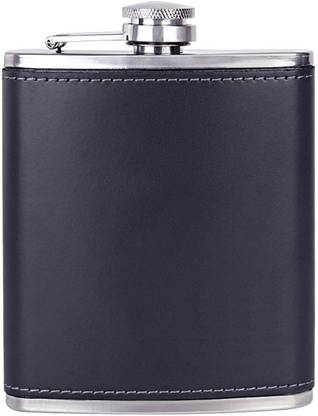 MENZY Magic Moments Leather Wrap Liquor Or Alcohol Drinks Holder For Men Leather, Stainless Steel Hip Flask