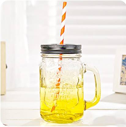 HOUSE OF QUIRK Mason Glass Drinking Jars With Lid & Handle Glass Mason Jar