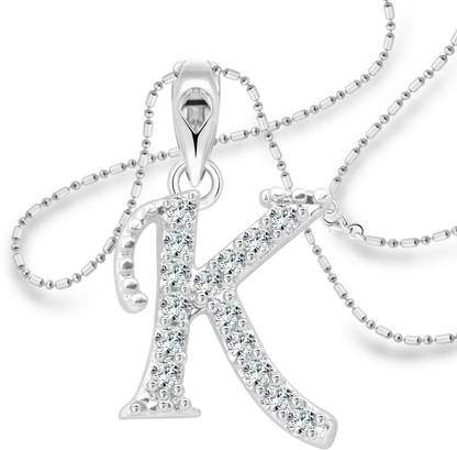 VIGHNAHARTA Khushi "K" Alphabet Rhodium Cubic Zirconia Alloy Pendant