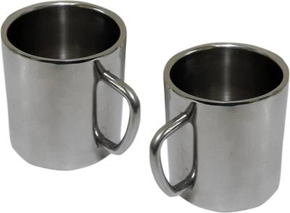 Dynore Stainless Steel Tea/Coffee Big Sober- Set of 2 Stainless Steel Coffee Mug