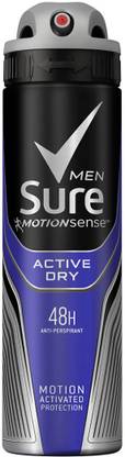 Sure Men Active Dry Antiperspirant Deodorant combines MotionSenseTM technology with a clean, energising fragrance Deodorant Spray  -  For Men