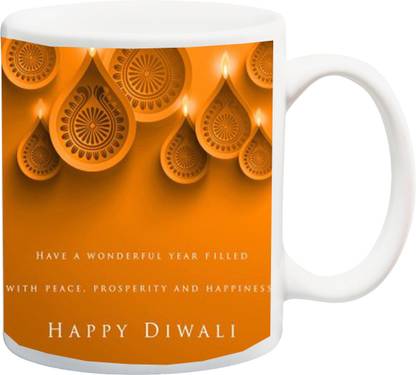 ME&YOU Special Gifts For Diwali Happy Deepawali Gift For Parents Grand Father Grand Mother Sister Brother (IZ17-VK-MU-0105) Printed Ceramic Coffee Mug