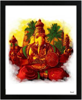 Picasoul Canvas paintings - 8 X 10 Siddhi Ganesha Painting | Wall Decor |Canvas Art Prints| Home Decor | Framed Prints Canvas 10 inch x 8 inch Painting