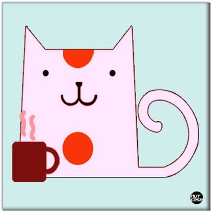 Nutcase Cat Cup Milk Digital Reprint 9 inch x 9 inch Painting
