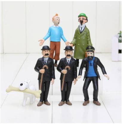 ZenShanti Tintin Action Figure & Snowy, Captain Haddock, Prof. Calculus,Thomson & Thompson