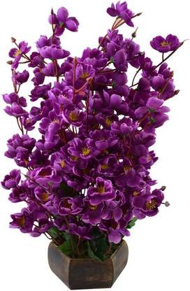KAYKON Beautiful Artificial Purple Flower Pot - 16 inch/40cm Super Quality Purple Orchids Artificial Flower  with Pot