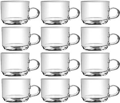 ezra Pack of 12 Glass Tea & Coffee Cups / Short Glasses (pack of 12) Transparent …