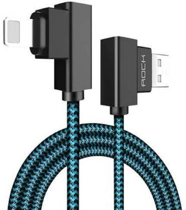 Rock Lightning Cable 1 m Dual End L Shape Nylon Braided
