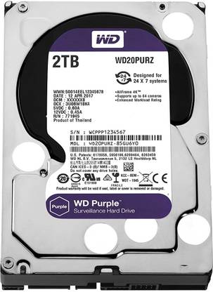 WD SATA 2 TB Surveillance Systems Internal Hard Disk Drive (HDD) (WD20PURZ)