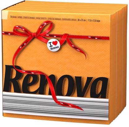 Renova Paper Napkins - Orange , Extra Soft And Absorbent Paper, First Time In INDIA Multicolor Paper Napkins