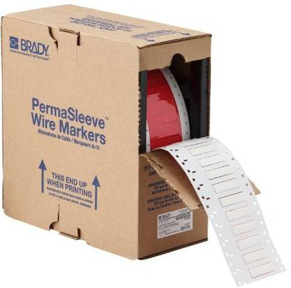 BRADY HX-250-150-WT PermaSleeve 1.496" Width x 0.445" Height, B-7642 Heat-Shrink Polyolefin, Matte Finish White Wire Marking Sleeve (2