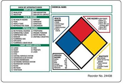 BRADY Hazardous Communication and Right-to-know Labels, Coated, Paper, 4" x 5.87", Black/Blue/Red/Yellow On White (Pack of 100)