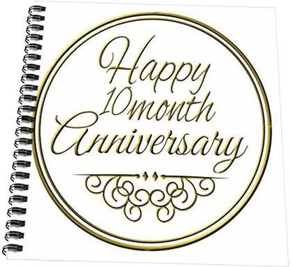 3dRose db_193719_1 Happy 10 Month Anniversary Gold Text 10 Months Together Anniversaries Drawing Book, 8 x 8"