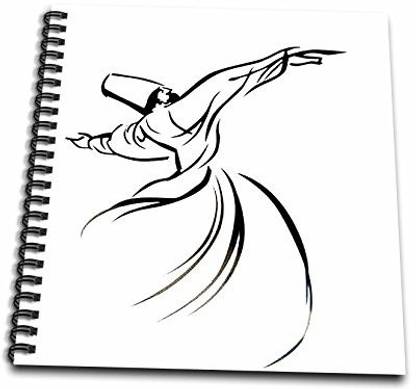 3dRose Sufi Meditation-Dervish, Mevlevi, Prayer, Semasen, Semazen, Spiritual, Sufis, Whirling Dervish-Mini Notepad, 4 by 4"