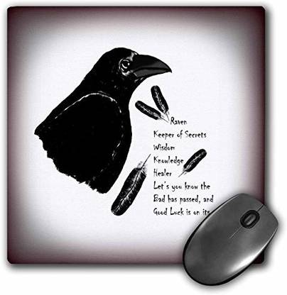 3dRose 3D Rose "Meaning Of Raven Is A Picture I Drew With Native American Beliefs" Matte Finish Mouse Pad - 8 x 8" - mp_194500_1