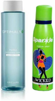 Oriflame Sweden hydra refreshing toner oil skin types 200 ml (33995) with one sparkle perfume 150 ml