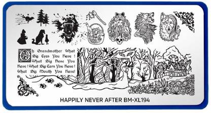 Bundle Monster XL Rectangular Nail Stamping Plate Happily Never After: Mouth of the Wolf (BM-XL194)