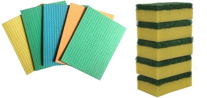 Brite Guard Sponge Mop & Polyester Scrub Sponge (Set of 10-Piece) Sponge Wipe