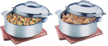 KUBER INDUSTRIES Extra Large Size Casserole/Hotpot,Chapati Box/Chapati Container/Hot Case In Stainless Steel (20,000Ml) Pack of 2 Pcs CAS15K13 Thermoware Casserole