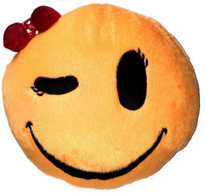 Symbolic Creations Polyester Fibre Smiley Pillow Decorative Cushion Pack of 1