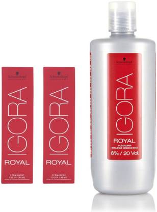 Schwarzkopf Igora Royal Permanent color crème 5-6 Light Brown Chocolate (2tube) 60mL+ Igora Oil Developer 1000 mL