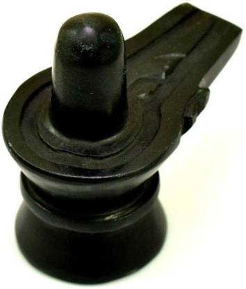 dtc Rameshwaram Marble Black Marble SHIVA Linga Idol Decorative Showpiece  -  8 cm