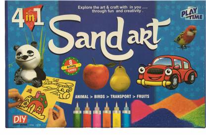 Play Time Sand Art Game for kids, Craft kits, Do it yourself, Making designs with Sand, DIY Activity game