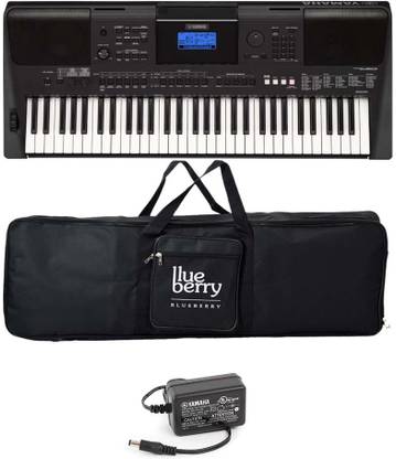 YAMAHA PSR - E453, 61 keys Keyboard along with Adapter and Blueberry Cover Bag Digital Portable Keyboard