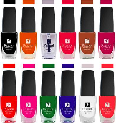 Flickr Exclusive Extra Shine Nail Polish Combo Red,Orange,Pink,Purple,Mauve,Transparent,Black,White,Green,Blue