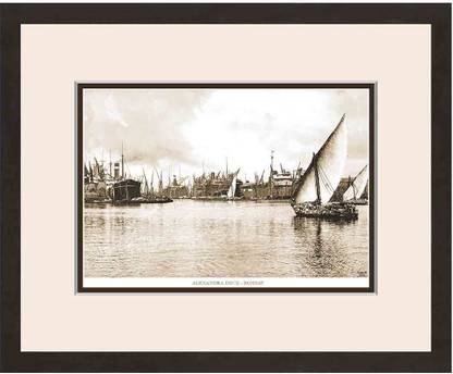 Old Vintage Bombay (Mumbai) Wooden Photo Frame of View of Alexandra Dock Paper Print