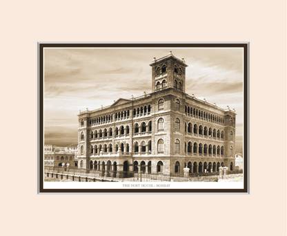 Old Vintage Bombay (Mumbai) Mounted Photo Frame of The Port House Fine Art Print