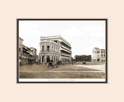 Old Vintage Bombay (Mumbai) Mounted Photo Frame of Old Oriental Building Paper Print