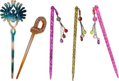 KUNL Combo of Multi Color Juda Sticks Bun Stick