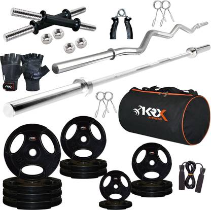 KRX 40 kg Professional Combo 2 with Metal Integrated Rubber Plates Home Gym Combo