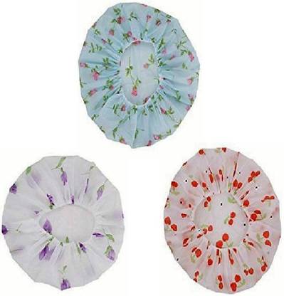 Yoana Premium Reusable Elastic Waterproof Shower Caps Free Size Pack of 3