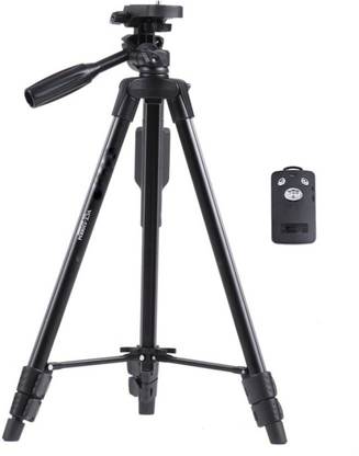 4Desire Yunteng VCT 5208 Professional Lightweight Aluminum Portable Tripod Stand 3 Way Head For Digital Camera Camcorder, Nikon Sony Canon DSLR, GoPro, Action Camera, and Smartphone with Mobile holder Tripod, Tripod Kit, Tripod Ball Head with Bluetooth Remote Shutter Tripod