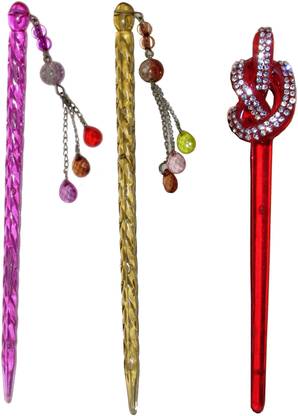 POOU Combo of Multi Color Juda Sticks Bun Stick