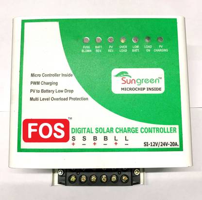 FOS 12/24V, 20A (Microcontroller Based) PWM Solar Charge Controller