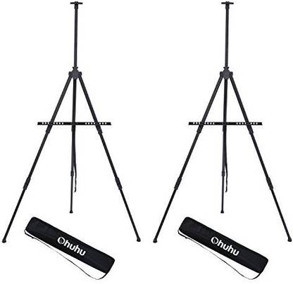 Generic Display Easel Stand, Ohuhu Aluminum Metal Tripod Field Easel with Bag for Table-Top/Floor, 2-Pack Black Art Easels W/ Adjustable