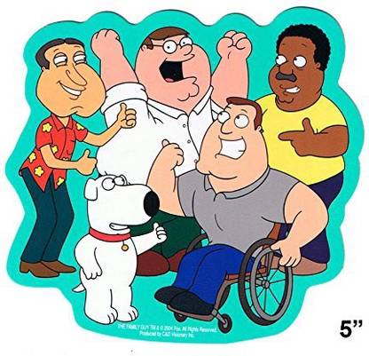 Generic Family Guy TV Show Sticker - Peter, Cleveland, Quagmire, Joe, and Brian