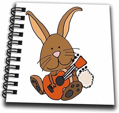 Generic 3dRose All Smiles Art Music - Funny Cool Brown Bunny Rabbit Playing Guitar Cartoon - Mini Notepad 4 x 4 inch (db_270088_3)